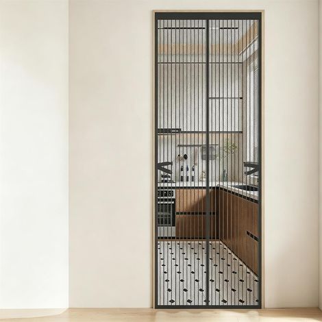 Hiseng Moustiquaire Porte Fenetre Rayures et Couleur Unie (1/5)