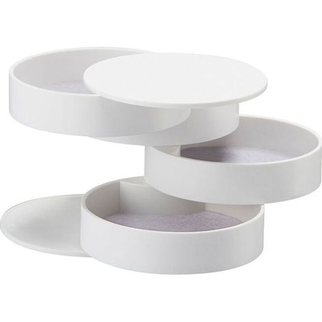 Boîte à Bijoux Rotative 360°, Écrin de Rangement Blanc 10x10x10 cm pour Vanity et Bureau (1/5)