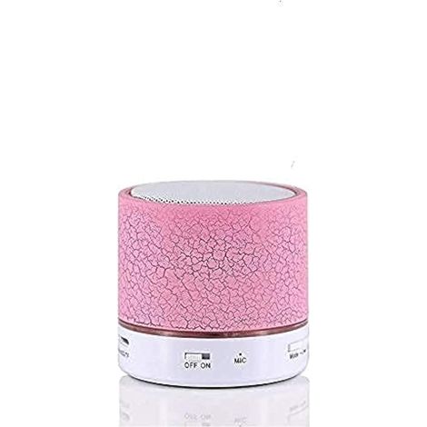 Mini enceinte Bluetooth sans fil à effet craquelé, compatible USB/carte TF/FM, avec caisson de basses, lumières LED colorées et basses puissantes stéréo. (1/4)