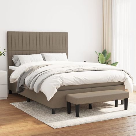 Giroletto a Molle con Materasso Tortora 140x190 cm in Tessuto vidaXL (1/5)
