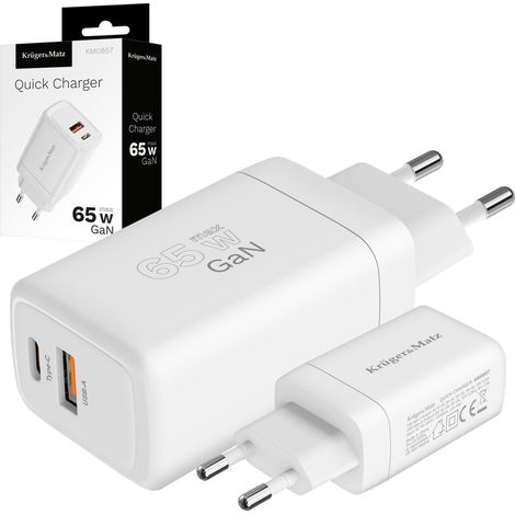 Cargador rápido Kruger&Matz de 65 W con tecnología GaN Power Delivery (1/5)