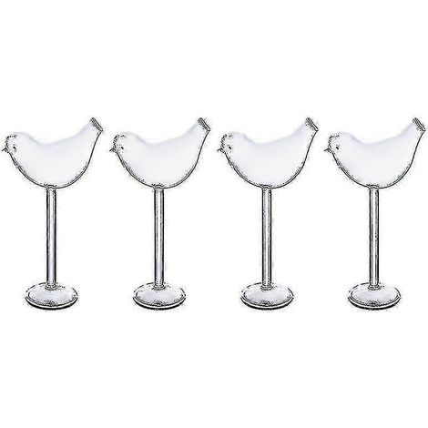 lot de 4 verres à cocktail en forme d'oiseau, verres à vin (transparents) (1/2)