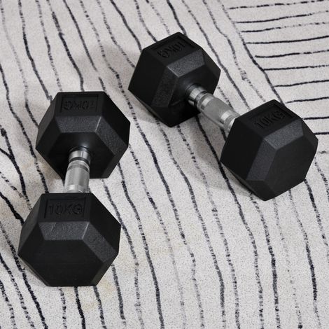 Ensemble d’haltères hexagonales de 2 couvercles en caoutchouc en fonte de 2x10 kg noirs