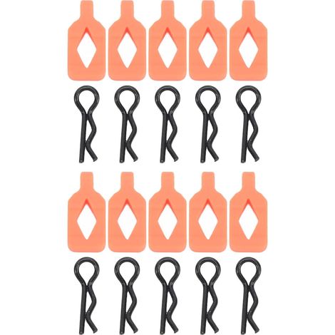 Lot de 10 clips de carrosserie RC - Légers et robustes - Clips de carrosserie RC - Broches incurvées - Convient pour Axial 1/24 SCX24 AXI206000 RC - Orange (1/5)