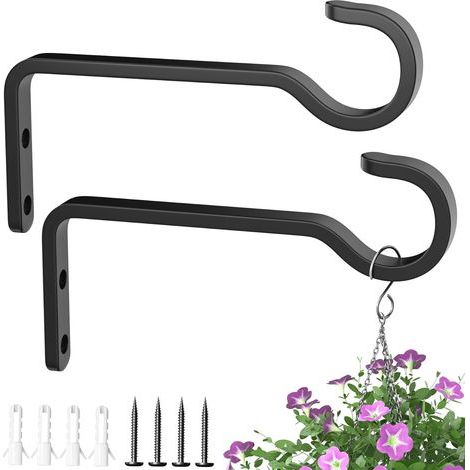 Lot de 2 crochets muraux de 15,2 cm pour suspension de fleurs, support pour plantes suspendues, supports pour plantes en plein air, crochets muraux pour plantes, crochets de lanternes (1/5)