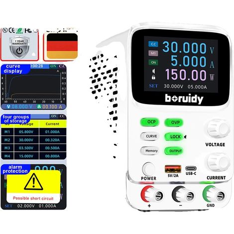 Fuente de alimentación, voltaje CC ajustable, pruebas de alta precisión, SPPS-K305 30V5A (1/2)
