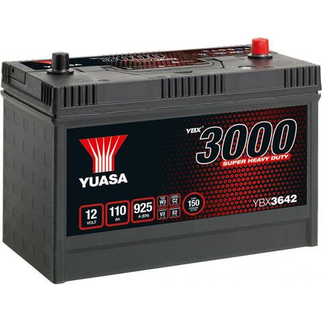 Yuasa – Batterie voiture 12V 110Ah YBX3642 – Puissance de démarrage 925A – Technologie Plomb Calcium – Sans entretien - 640SHD (1/2)