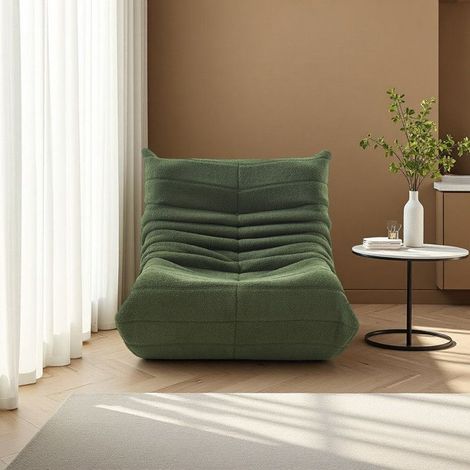 Sofá Relax - Pequeño Espacio - Pluma de Cordero - 105x75x65cm - Verde Bosque - Ecológico