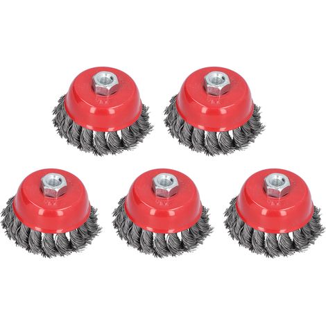 Lot de 5 brosses métalliques torsadées pour le décapage de la rouille, filetage M10. (1/4)
