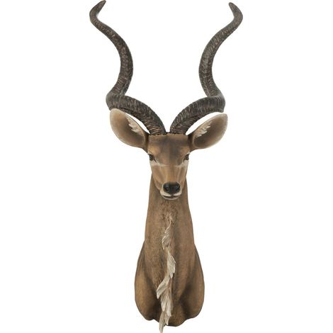 Tête d'antilope murale déco chic en résine marron réaliste - Marron effet bois naturel (1/3)
