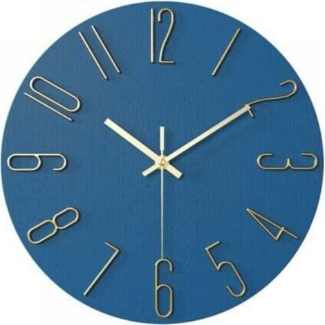 Horloge salon horloge murale 12 pouces 30CM lettres or bleu (1/4)