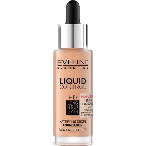 Base de maquillaje líquida Eveline HD Drops matificante para el rostro - 055 miel 30 ml