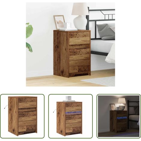 Nachttisch mit Schubladen -  Nachttisch mit Schubladen Altholz 38 x 34 x 61 cm Holzwerkstoff (1/5)