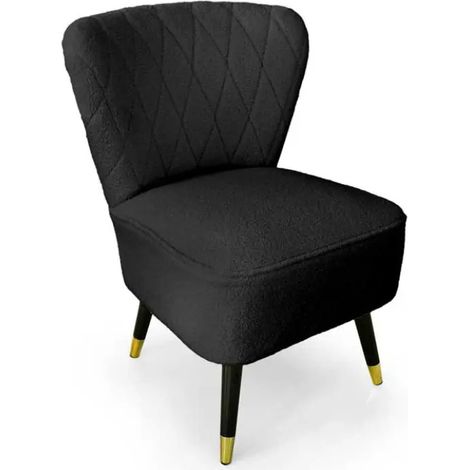 Poltrona in tessuto teddy nera cm 58x65x85h