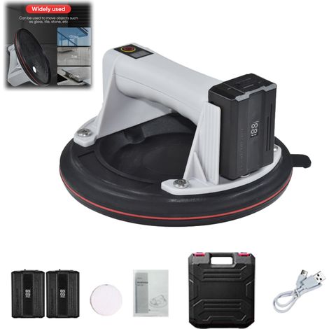 Ventouse Carrelage Electrique 8 pouces 2 Piles, jusqu'à 200 kg outils manutention gros carreaux Fonctionnement presse Chargement USB (1/5)