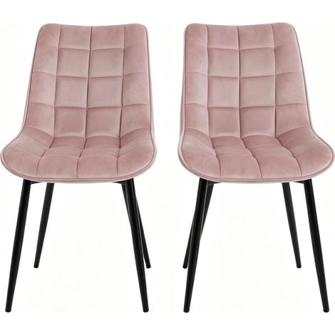 Juego de 2 sillas de comedor de terciopelo rosa con patas metálicas 46 x 41 x 85,5 cm MODENUIT (1/5)