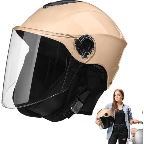 Demi-chapeau de moto demi-face avec visière pour moto - Casque de moto demi-face ouvert - Casque de moto avec visière (1/5)