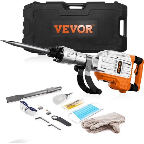 Marteau de Démolition 3500 W Marteau-Piqueur 60 J 1900 BPM Marteau Perforateur avec 2 Burins Remplaçables Poignée Rotative 360° Anti-Vibration Brise-Béton pour Burinage Construction Plomberie (1/5)