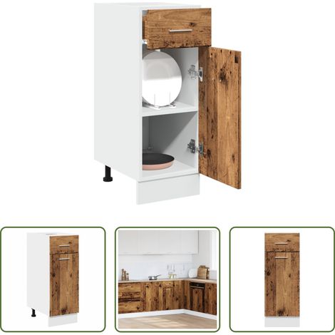 Küchenmöbel - Schubunterschrank Lyon Altholz-Optik 30x46x81,5 cm Holzwerkstoff (1/5)