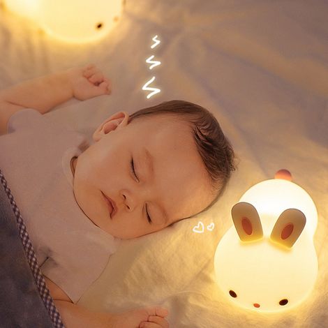 Veilleuse lapin à induction, portable, en silicone, style mignon, rechargeable, lampe de nuit pour enfants pour la chambre (1/5)