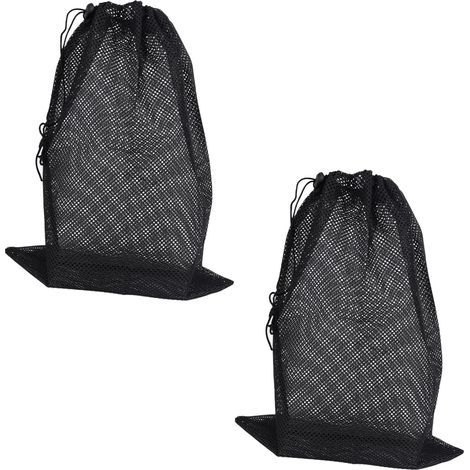 Lot de 2 sacs filtrants pour pompe à eau, 40 x 30,3 cm, avec cordon de serrage ajustable, pour bassins, piscines, fontaines, jardins et aquariums (noir) (1/5)