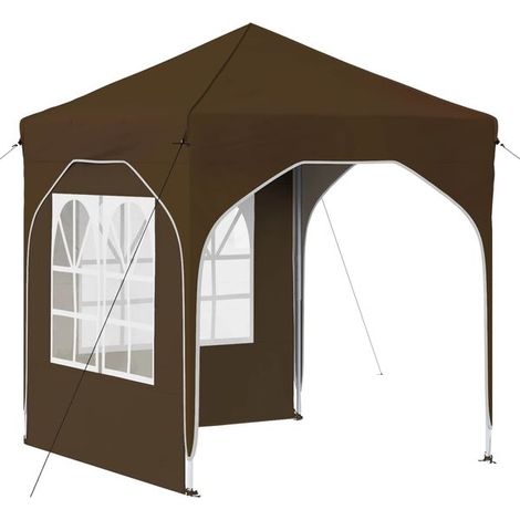 Tente de réception portable, 192 x 192 x 245 cm, gris-brun. (1/5)