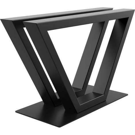 MetaloPro V-Frame structure en acier pour table à manger – Pieds de table robustes finition noire avec protecteurs de sol (1/5)