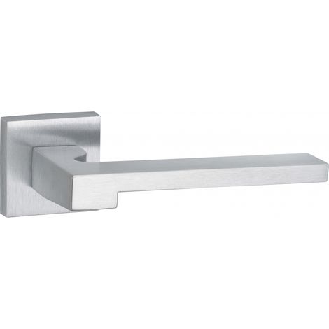 Maniglia di design Ginevra, per porta, su rosetta quadrata, argento satinato - FROSIO BORTOLO