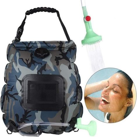 Sac de Douche Solaire Camping,20L Solaire Sac de Douche Portable Pliant Extérieur pour Douche Température 45 °C avec Commutable (1/4)