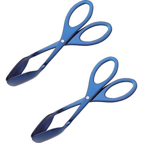 Lot de 2 pinces alimentaires, pinces de cuisine Baikai en acier inoxydable, pinces de service pour la cuisson, les grillades, les buffets et les salades (bleu) (1/5)