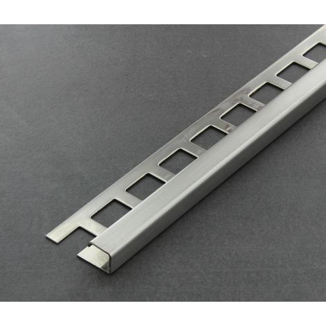 Fliesenschiene als Quadratprofil, Edelstahl (V2A) gebürstet, Länge 2,50 m 11 mm Fliesenprofil (1/3)