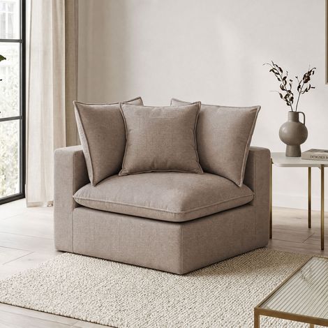 Élément d'angle 105x105x85 cm en tissu texturé taupe - MODUSOF (1/5)