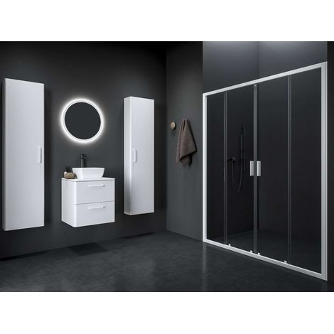 Ravak Blix II - Puerta de ducha de doble hoja NBLDP4-150, 150x195 cm, blanco mate/vidrio transparente 0YMP0E00Z1 (1/3)
