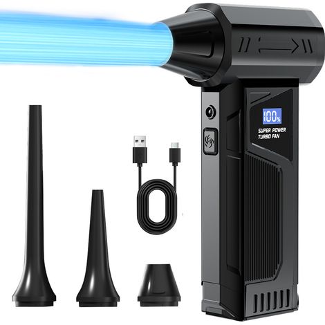 HAUSPROFI - Elektrisches Jet-Gebläse - 110.000 U/min, Hochgeschwindigkeit 52 m/s, 4000 mAh Akku, 160 g Winddruck, 4 verstellbare Stufen, LED-Licht, Akkuanzeige (1/5)