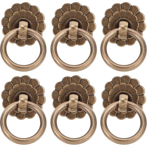 Lot de 6 boutons en laiton vintage pour commode et armoire, motif (1/5)