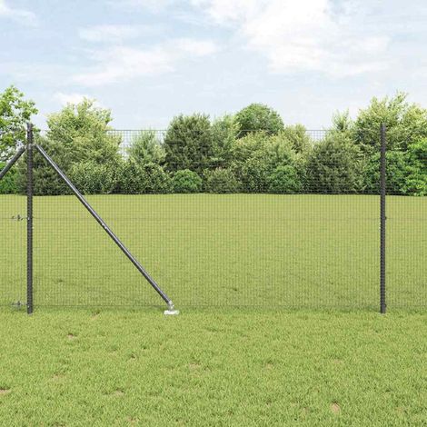 Zaunpfosten Grau 50 x 1,2 m (19 x 19 mm Netz) Stahl und PVC