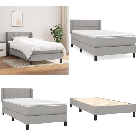 Boxspringbett mit Matratze Hellgrau 90x200 cm Stoff - Boxspringbett - Doppelbett - Schlafraum - Bettenrahmen - Lattenrost - Home & Living (1/5)