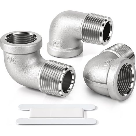 3 Pcs 90 degrés 3/4 "femelle à 3/4" mâle BSP en acier inoxydable 304 raccord coudé raccord pour la conversion de connexion de tuyau (1/5)