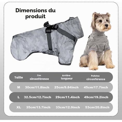 Imperméable Chien, Veste de Pluie Imperméable avec Harnais, Ajustable, Manteau Imperméable Vêtement avec Bandes Réfléchissantes pour Chiens de Petite, Moyenne et Grande, Camouflage (M) (1/4)