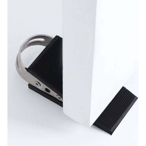 4 Pièces Cale de Porte en Caoutchouc Cale de Porte Cale-Porte Mobile Protection de Porte Noir Cale en Caoutchouc Antidérapant avec Supports en Acier Inoxydable Cale Anti-Rayures (1/4)