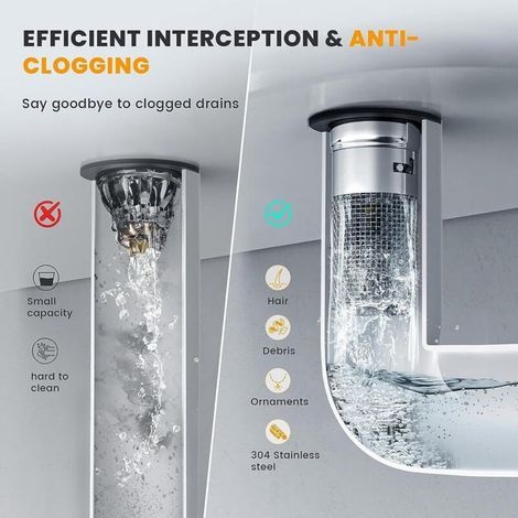 Bonde de lavabo de salle de bain avec panier filtrant amovible - Baignoire anti-obstruction (1/2)