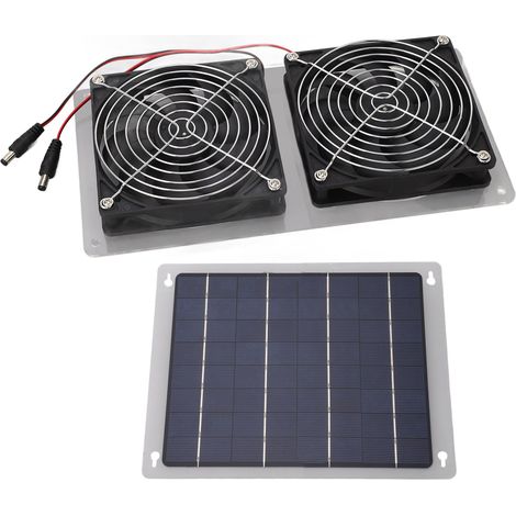 Kit de ventilateur solaire 100 W pour ventilation extérieure, extracteur d'air et refroidissement, idéal pour niche pour animaux ou grenier. (1/5)