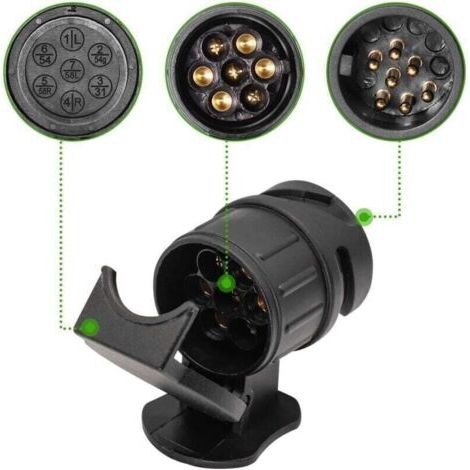 QORVA-Adaptateur 13 Broches vers 7 Broches pour Remorque Prise 13 Broches pour Remorque de Voiture-Tracteur-Caravane-Porte-Vélo