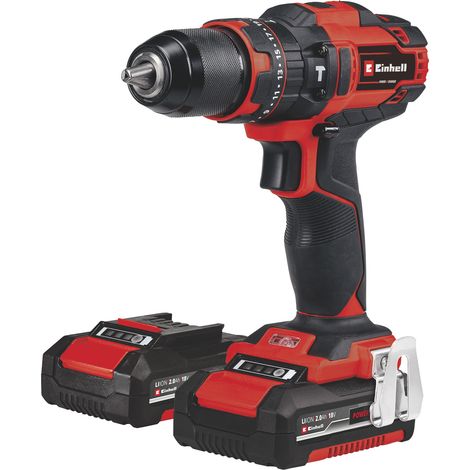 Einhell – Akku-Schlagbohrschrauber 18V – 2-Gang Getriebe mit 40Nm Drehmoment – Inkl. 2x 2.0Ah Akkus und Schnellladegerät – 64-teiliges Zubehör im Koffer (1/5)