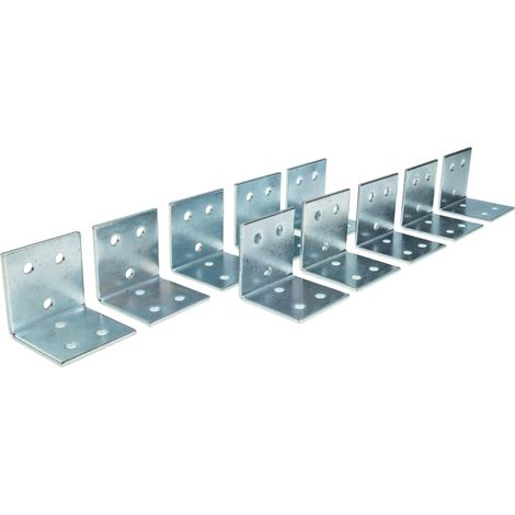 MASTERPROOF PROFESSIONAL Lochplattenwinkel-Set 40 mm x 40 mm x 40 mm x 2 mm, 10-teilig, feuerverzinkt (1/6)