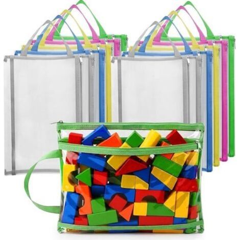 10 Pack Toy Storage Bags with Zipper: Clear Mesh Double Layer A4 Nylon Toy Storage Bags for Home and School Organizing (1/5)
