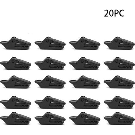 Lot de 20 pinces pour bâche - Pinces pour bâche - 3,2 x 1,2 x 1 cm - Pinces pour bâche - Camping - Pinces d'extérieur - Pinces pour tissu imperméable - Pinces de verrouillage robustes - Pinces impermé (1/5)