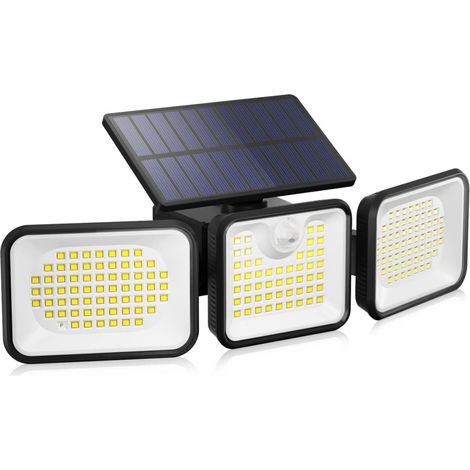 Lampe Solaire Extérieure - 180 LED - Capteur De Mouvement - 3 Modes - Angle D'éclairage 270° - Étanche IP65 - Pour Jardin Garage Entrée - 1 Pièce