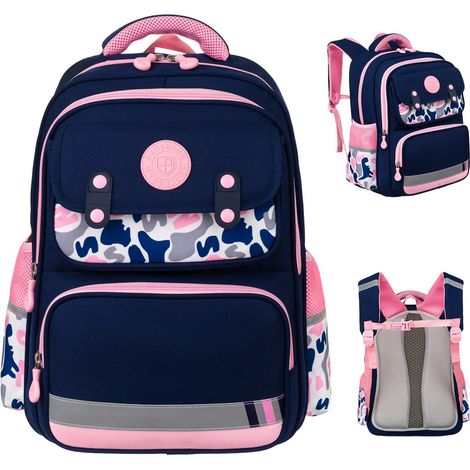 Mochila PTN PS2-6074 azul marino y rosa (1/5)