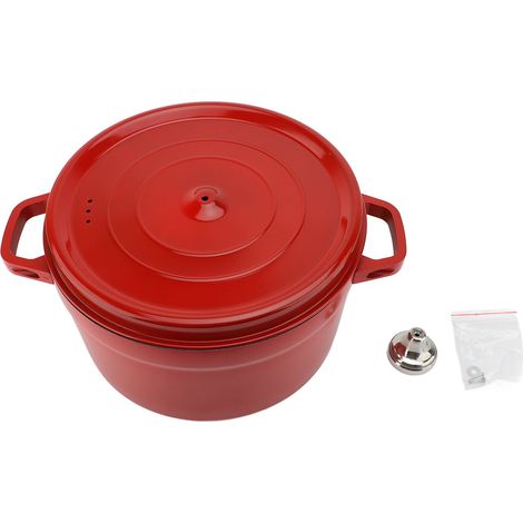 Cocotte en fonte émaillée de 3,8 L avec double poignée et couvercle. Cuisson homogène idéale pour les ragoûts, les plats mijotés et les bouillies. (1/2)